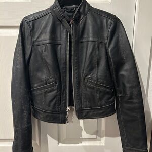 GAP Women's Sleek Black Leather Jacket